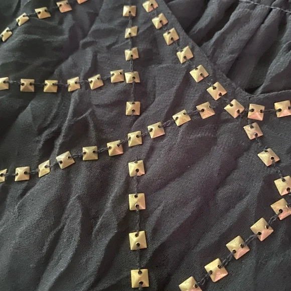 Romeo & Juliet Couture Womens size L black sheer studded a symmetrical tank top - Picture 3 of 6